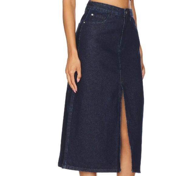 WeWoreWhat  Slit Denim Midi Skirt  S | Raw Raw Wash - Picture 2 of 3